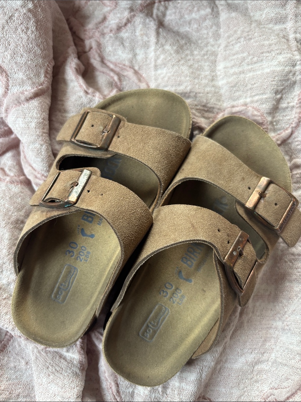 Birkenstock Kids Tan Suede Double-Buckle Sandals